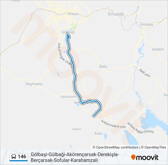 146 otobüs Hattı Haritası
