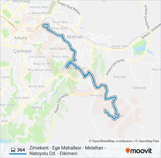 364 Bus Line Map