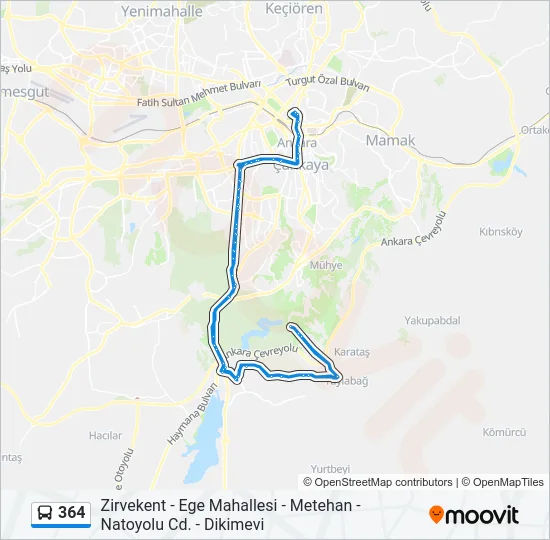 364 Bus Line Map