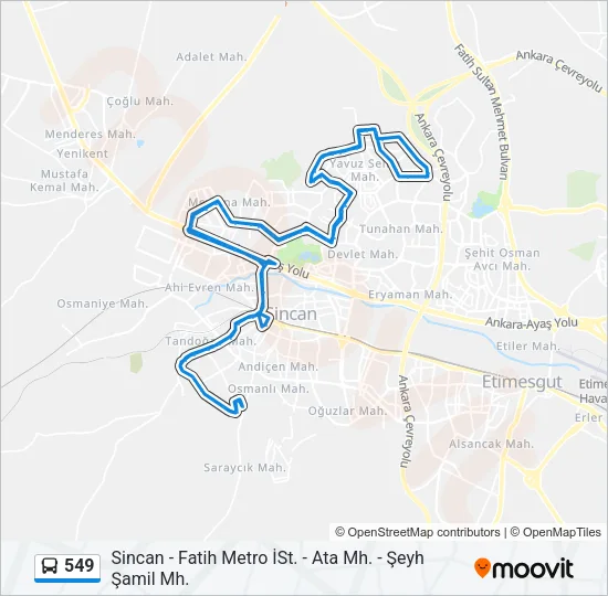 549 Bus Line Map