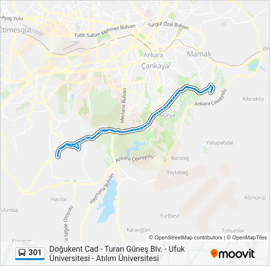 301 Bus Line Map