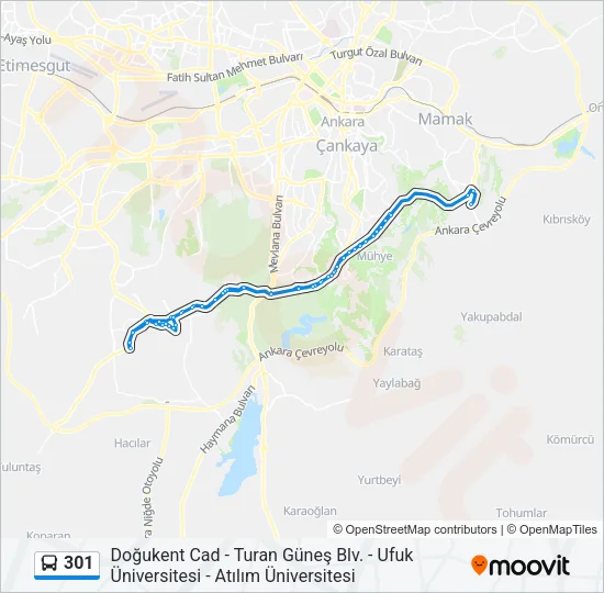 301 Bus Line Map