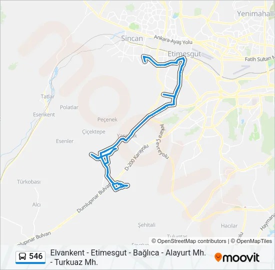 546 Bus Line Map