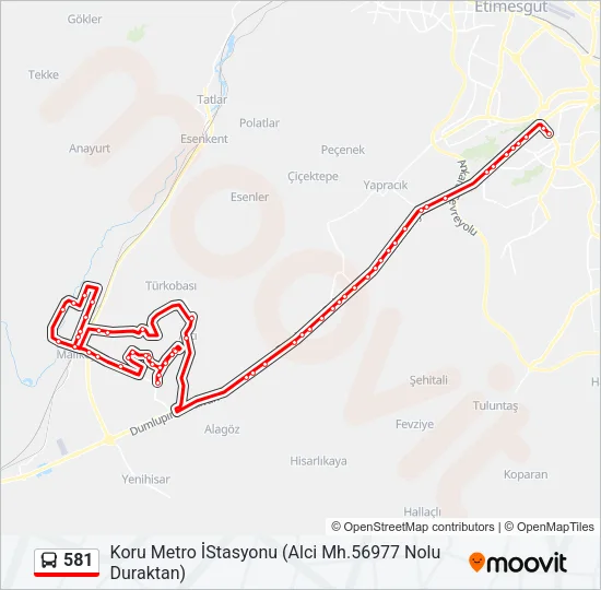 581 Bus Line Map