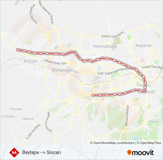 M1-M2-M3 metro Hattı Haritası