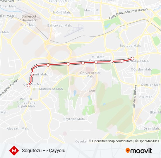 M1-M2-M3 metro Hattı Haritası