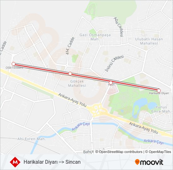M1-M2-M3 metro Hattı Haritası