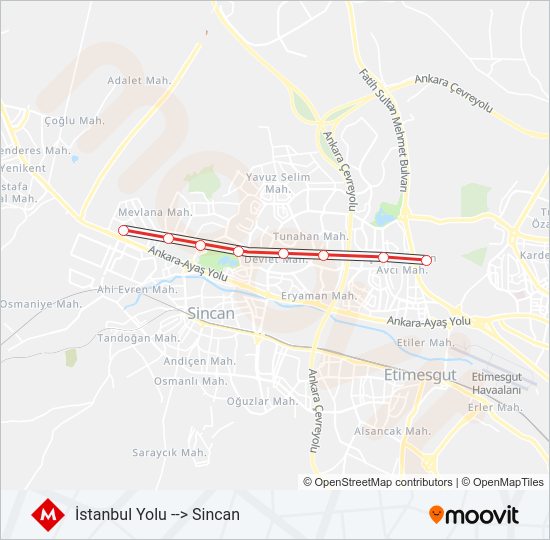 M1-M2-M3 metro Hattı Haritası