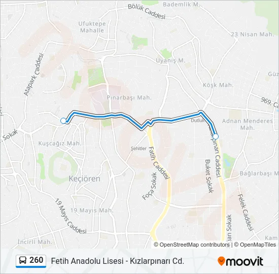 260 Bus Line Map