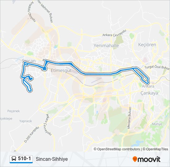 510-1 otobüs Hattı Haritası