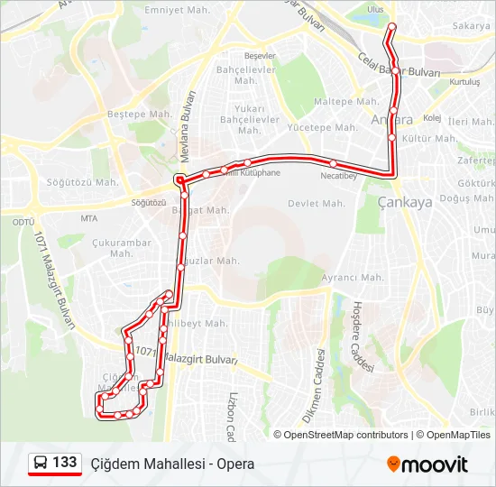 133 Bus Line Map