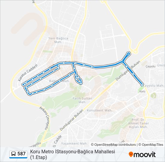 587 otobüs Hattı Haritası