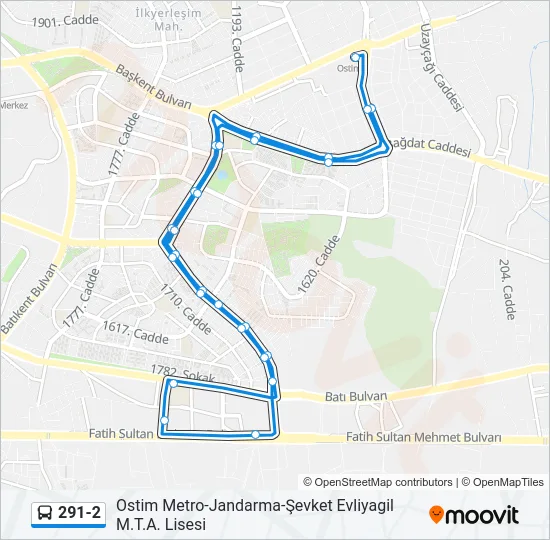291-2 Bus Line Map