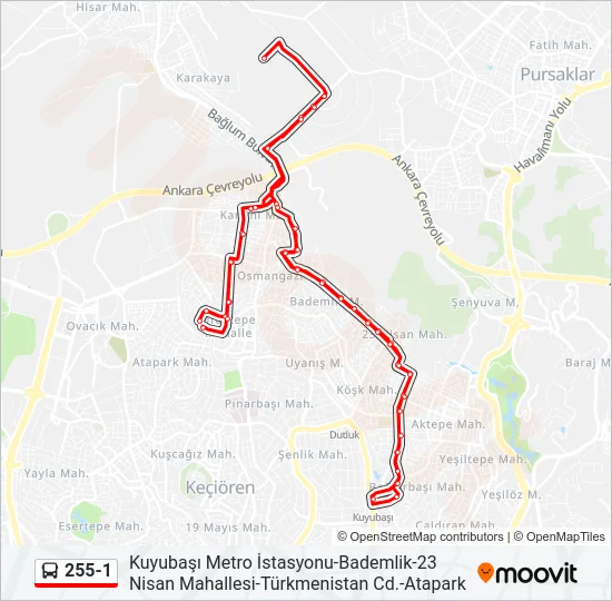 255-1 Bus Line Map
