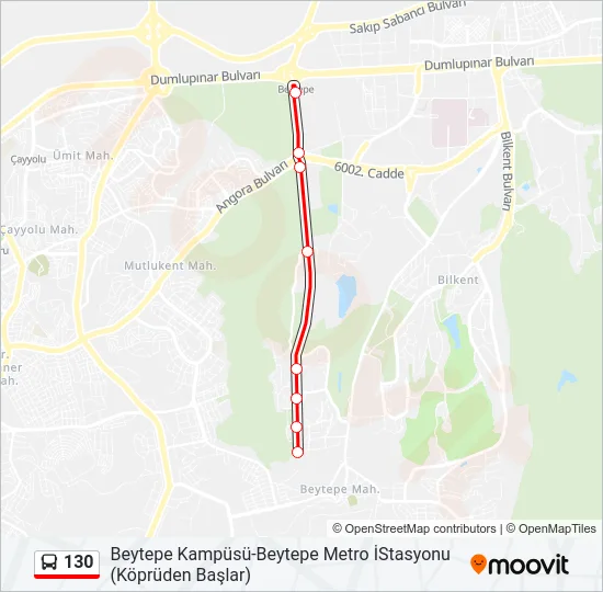 130 Bus Line Map