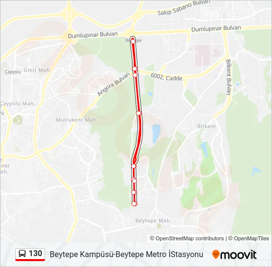130 Bus Line Map