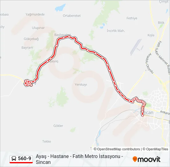 560-9 Bus Line Map