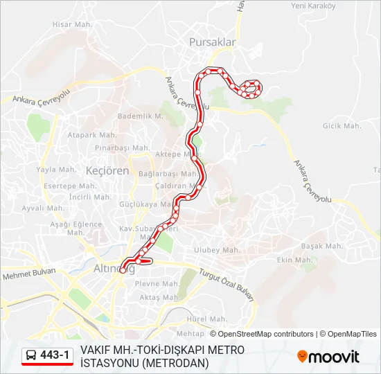 443-1 Bus Line Map