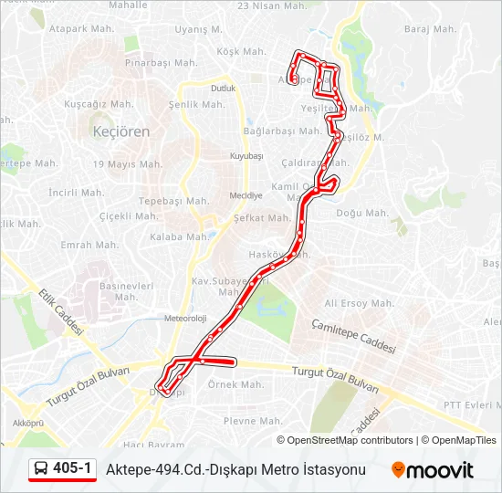 405-1 Bus Line Map