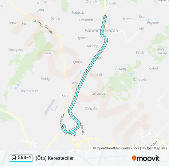 563-4 otobüs Hattı Haritası