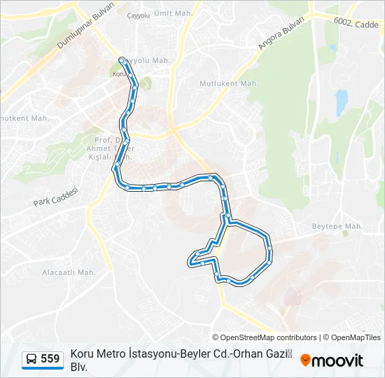 559 Bus Line Map