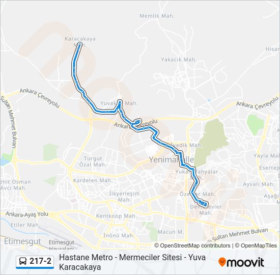 217-2 otobüs Hattı Haritası