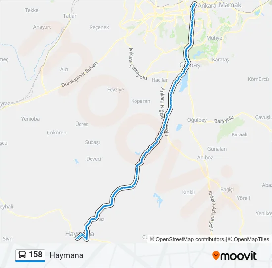 158 Bus Line Map