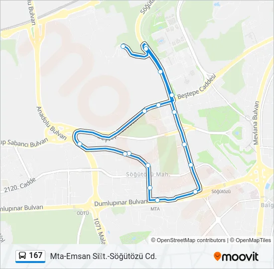 167 Bus Line Map