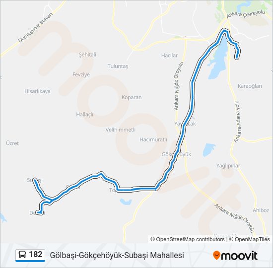 182 otobüs Hattı Haritası
