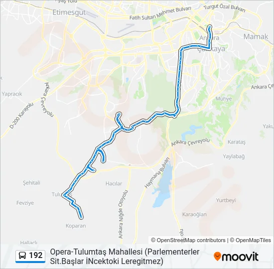 192 Bus Line Map