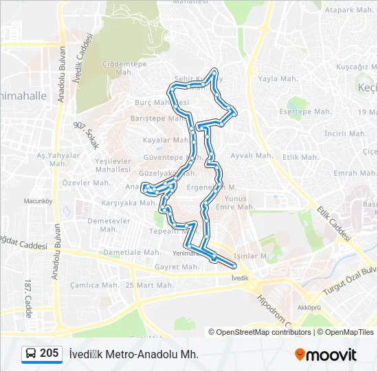 205 Bus Line Map