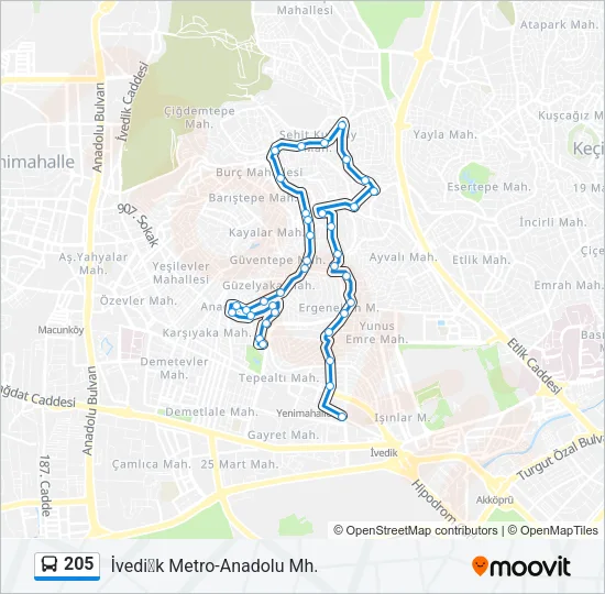 205 Bus Line Map