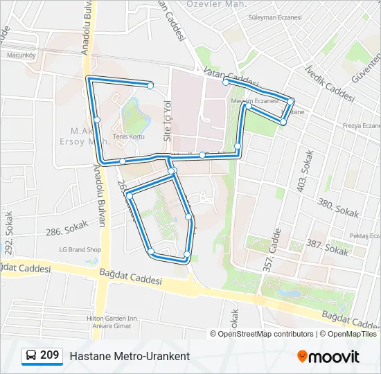 209 Bus Line Map