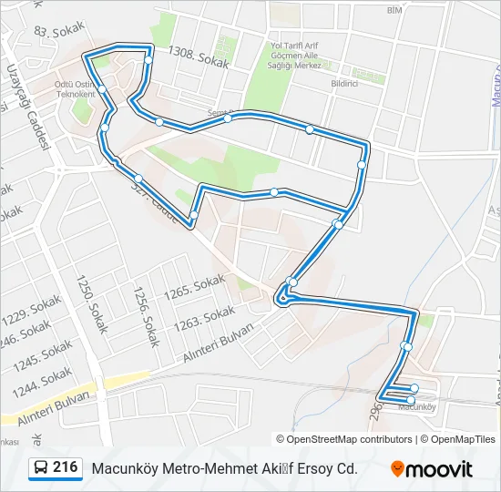 216 Bus Line Map