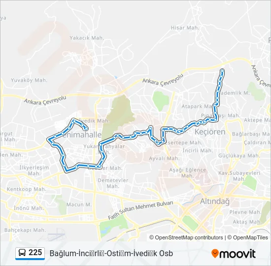 225 Bus Line Map