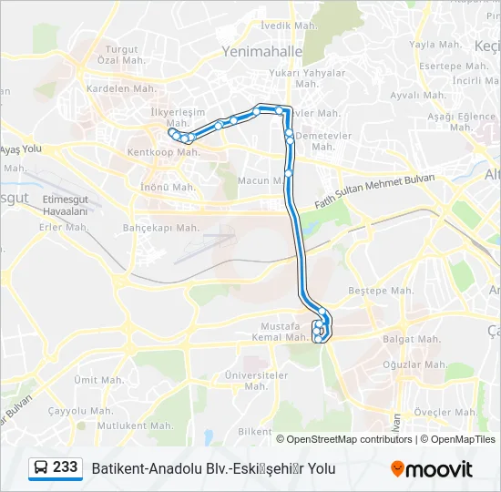 233 Bus Line Map