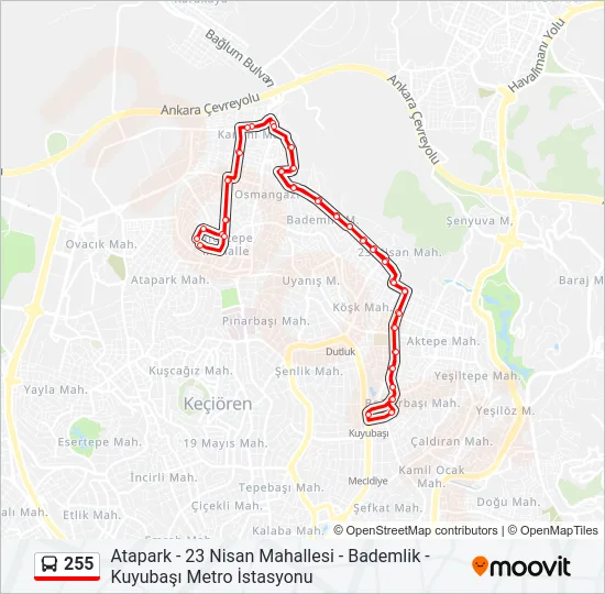255 Bus Line Map