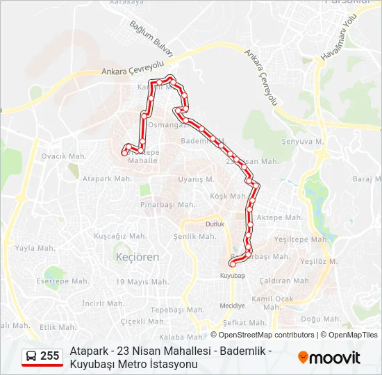 255 Bus Line Map