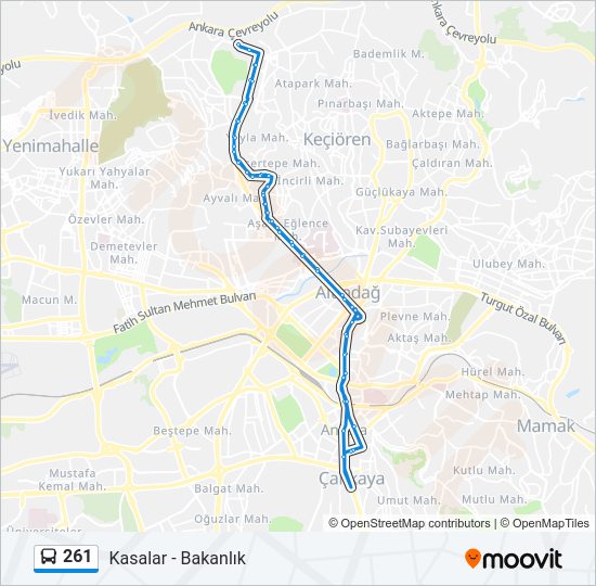 261 otobüs Hattı Haritası