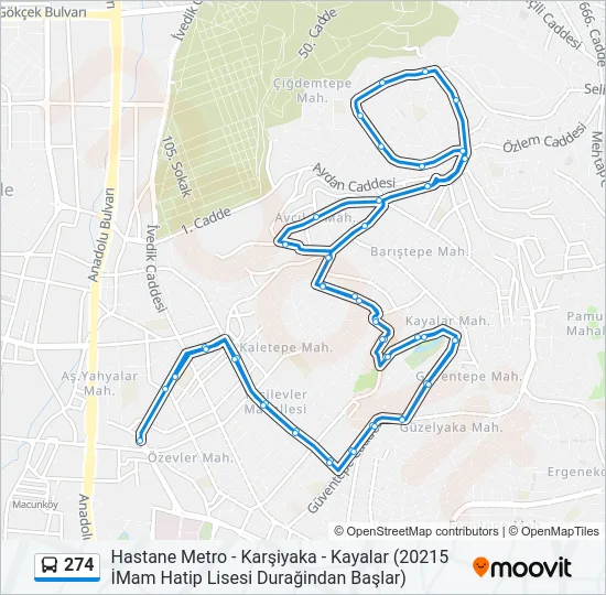 274 Bus Line Map
