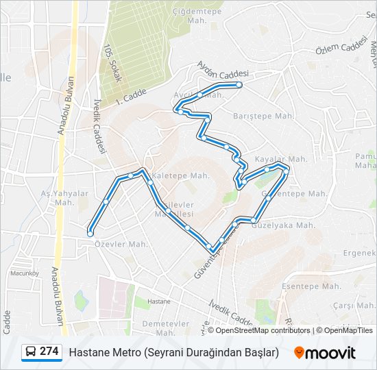 274 Bus Line Map