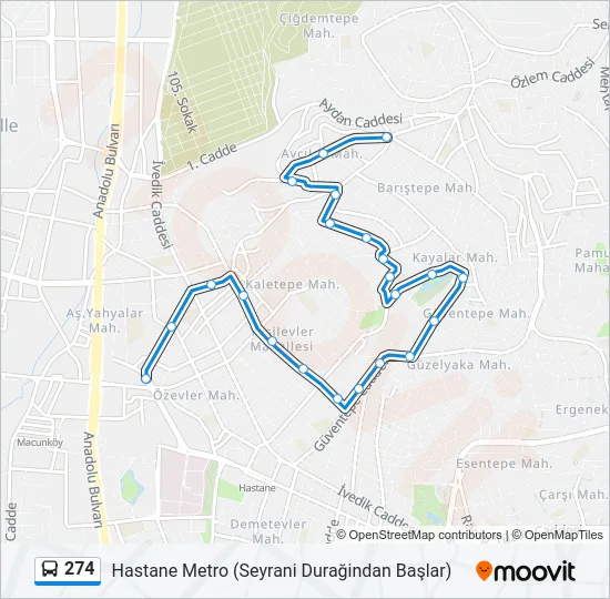 274 Bus Line Map