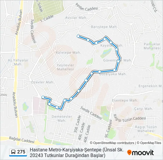 275 Bus Line Map