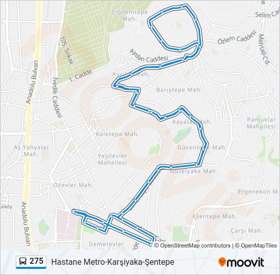 275 otobüs Hattı Haritası