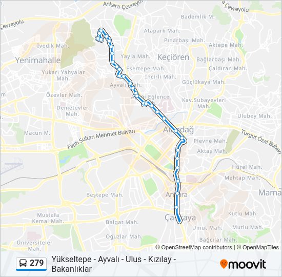 279 otobüs Hattı Haritası