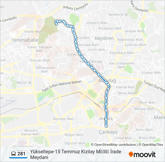 281 Bus Line Map