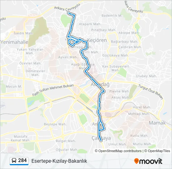 284 Bus Line Map