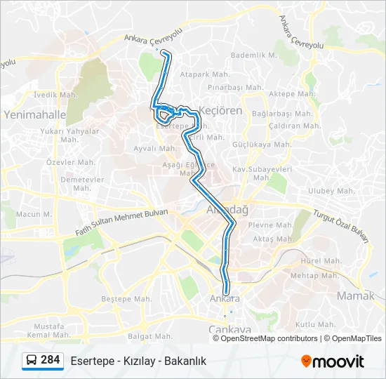 284 Bus Line Map