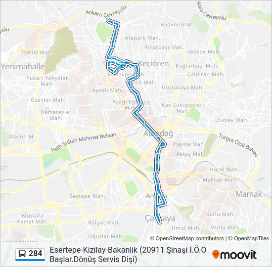 284 Bus Line Map