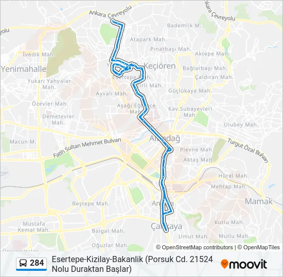 284 Bus Line Map